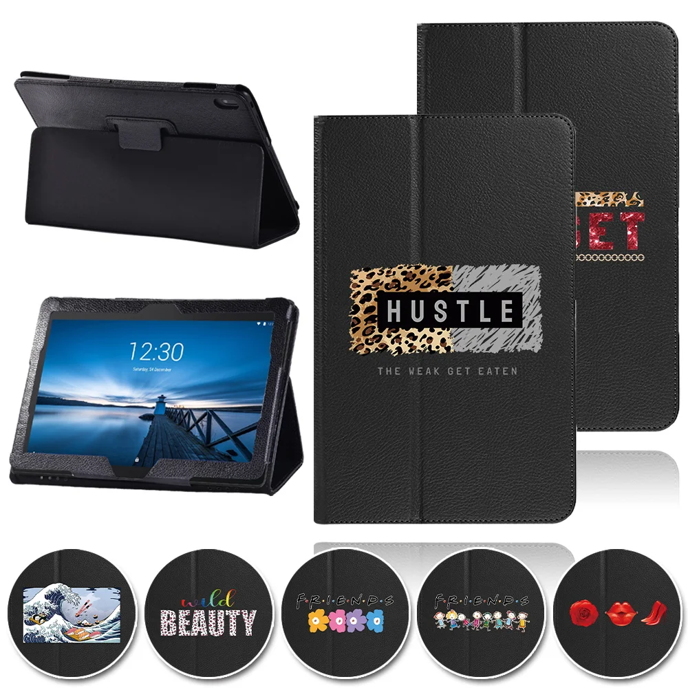 

Tablet Capa Case for Lenovo Tab E10 10.1 Rear Support Dust-proof Water Proof Leather Friends Pattern Protective Folding Cover