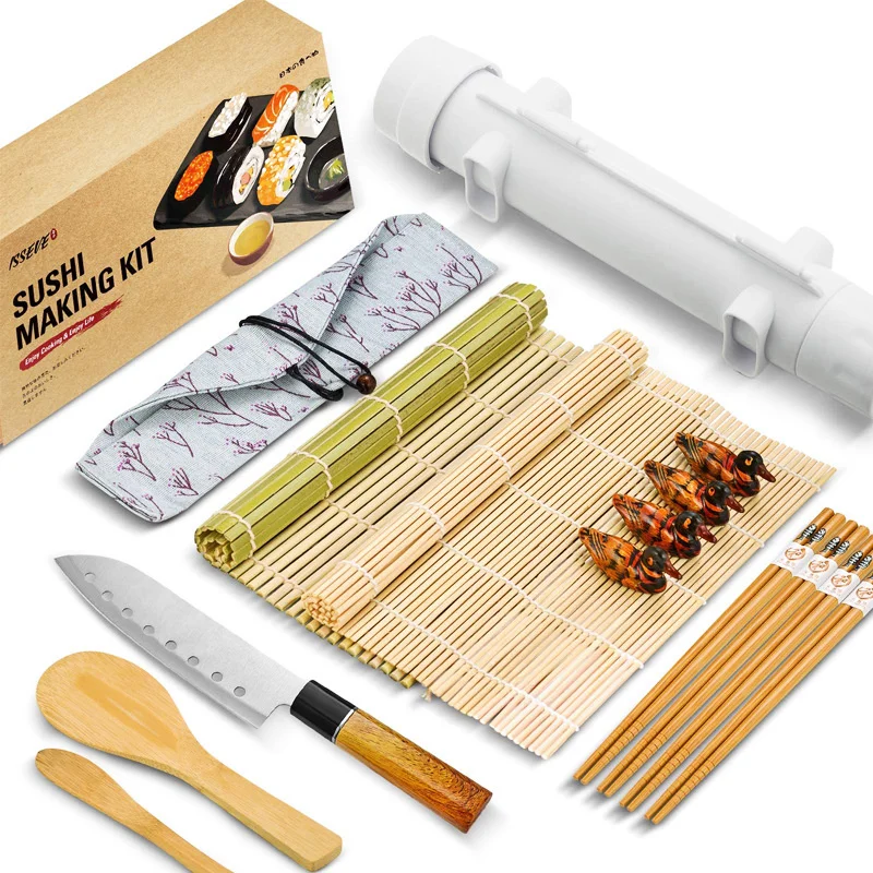 15Pcs Sushi Maker Kit Sushi Tool Set For Beginners Nori Seaweed Rice Roller Sushi Mold Kitchen Accessories Japanese Bento Tool