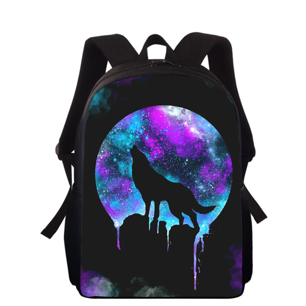 fierce Wolf 15” 3D Print Kids Backpack Primary School Bags for Boys Girls Back Pack Students School Book Bags