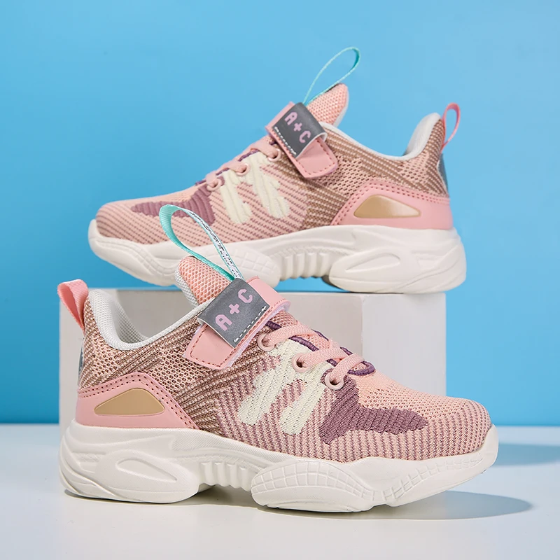 

Trend Toddler Shoes Casual Flying Woven Breathable Mesh Hook and Loop Sneakers Folding Resistance Non-Slip Rubber Sole Footwears