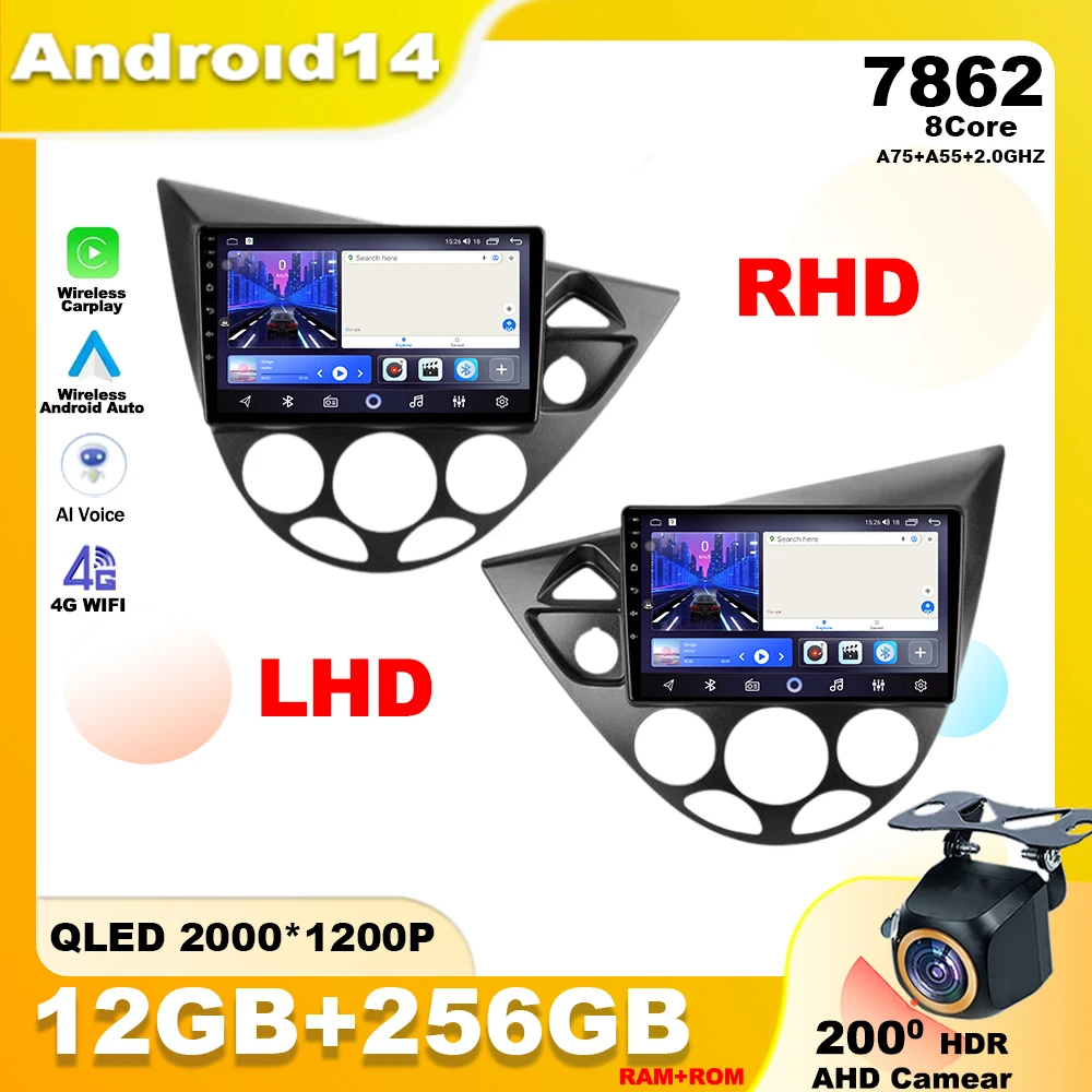 Android 14 для Ford Focus 1 1998 - 2005 автомобильный радиоприемник мультимедийный плеер стерео