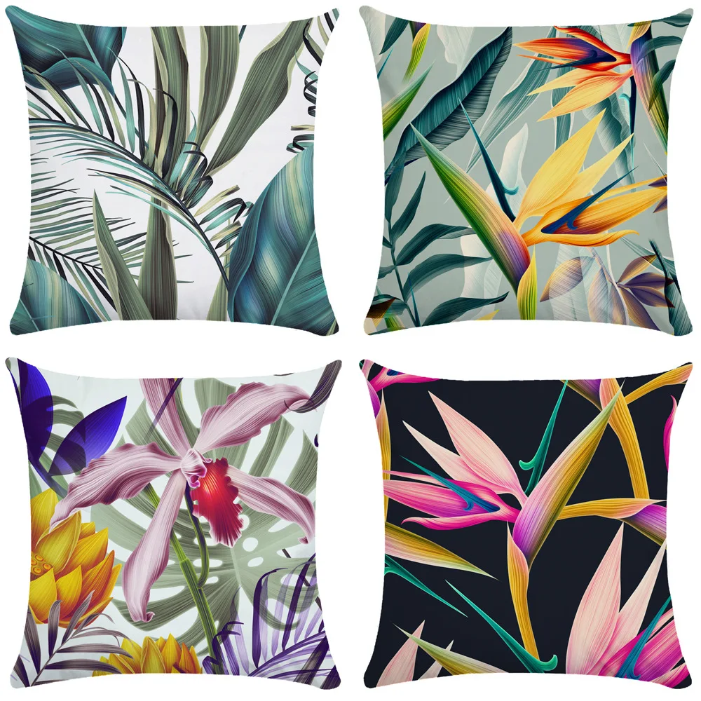 

Painted Plant Leaves Pillow Cover Plush Pillowcase Lumbar Cushion Cover decorative pillows Soft outdoor cushions case 45x45cm