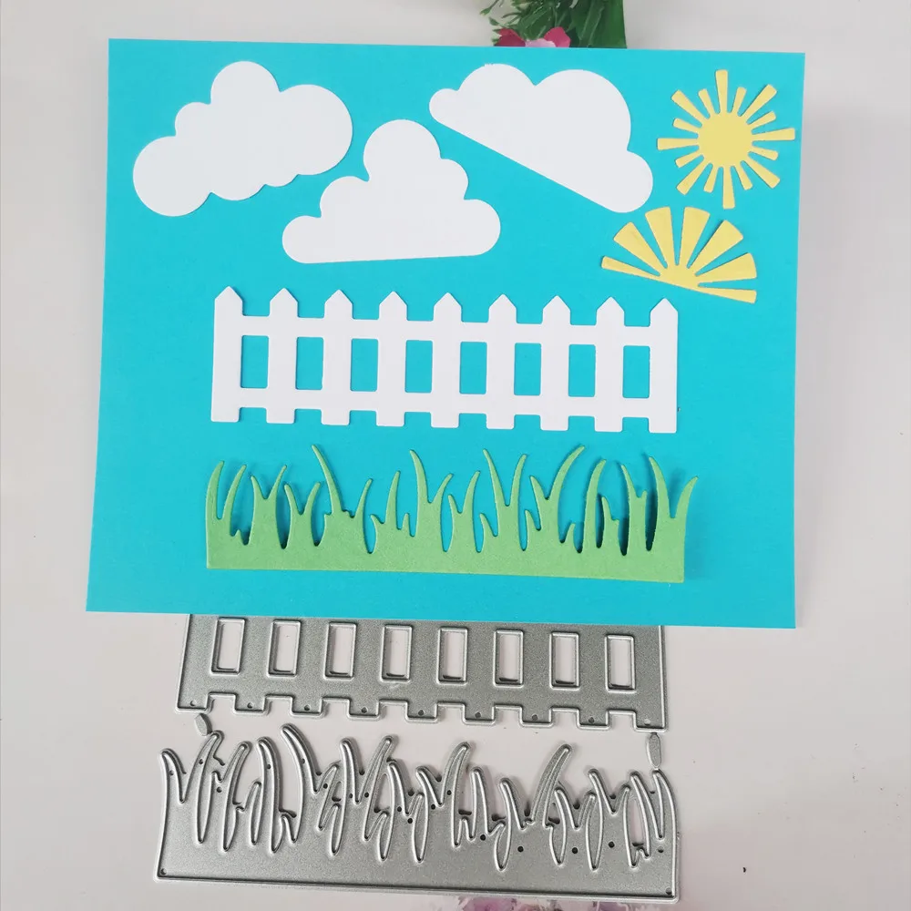 

Grass Fence Cloud Dies Scrapbooking Stencil Template for DIY Embossing Paper Photo Album Greeting Gift Cards Cut Die New Arrival