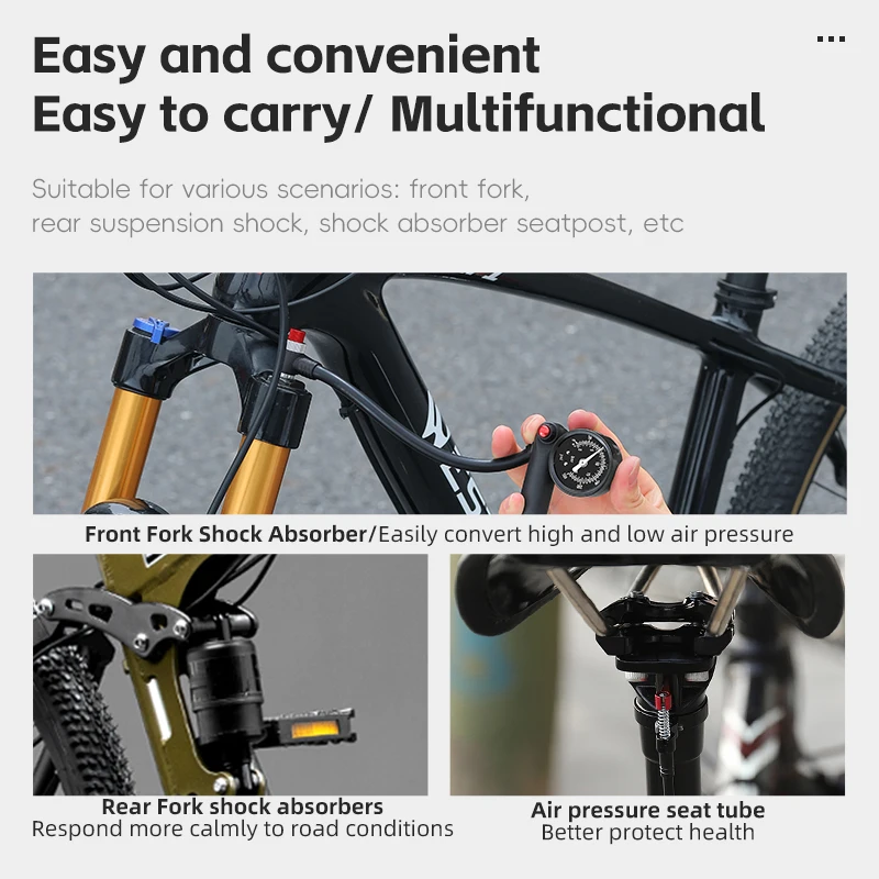 Портативный велосипедный воздушный насос высокого давления WEST BIKING 300/400 фунтов на