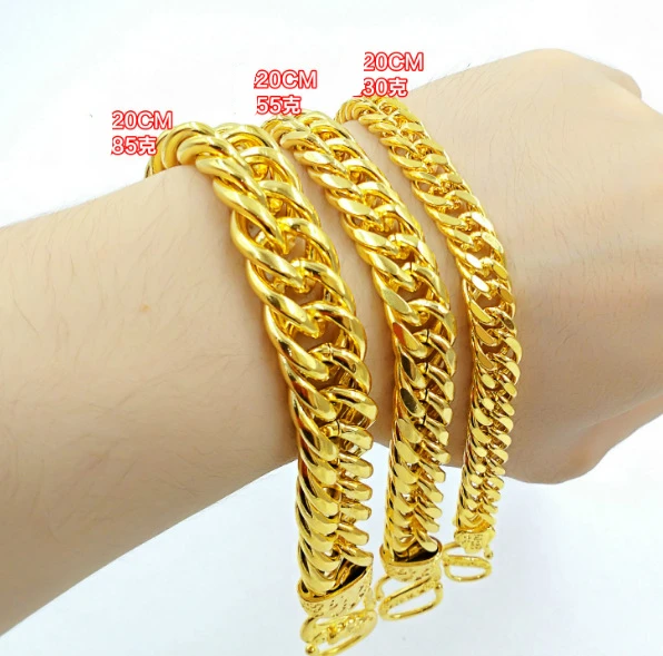 

Men's Boutique Thickened Jinfu Tank 24k Men's Pure Gold 3 Types Bracelet 24k Pure Gold Color Exquisite Bracelets Birthday Gifts