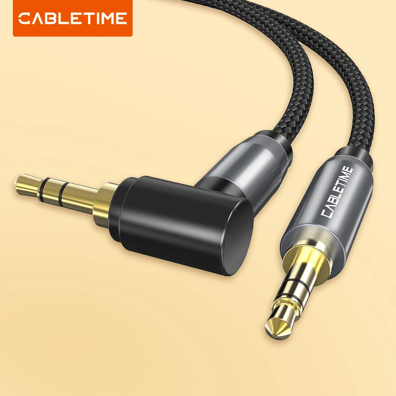 

CABLETIME Jack 3.5mm Stereo AUX Cable Right Angle Audio Cable 3.5mm Headphone Speaker Cable for Car Headphones Xiaomi Beats C105