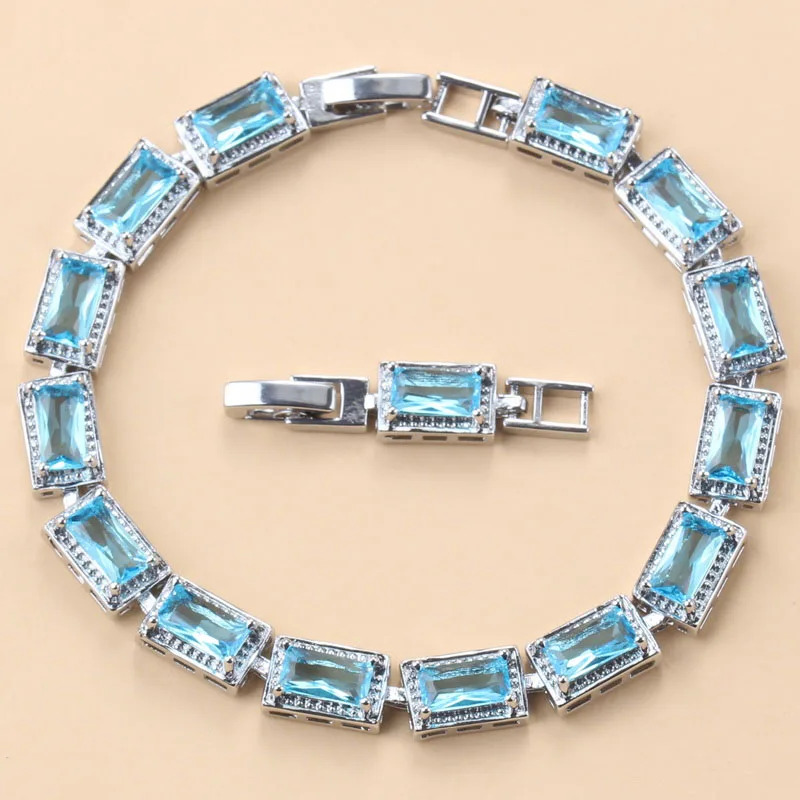 Free Shipping Items 925 Mark Silver Jewelry AAA+ Blue Stone Bracelet Bangle For Women Gift 13-Color Wedding Fashion Costume