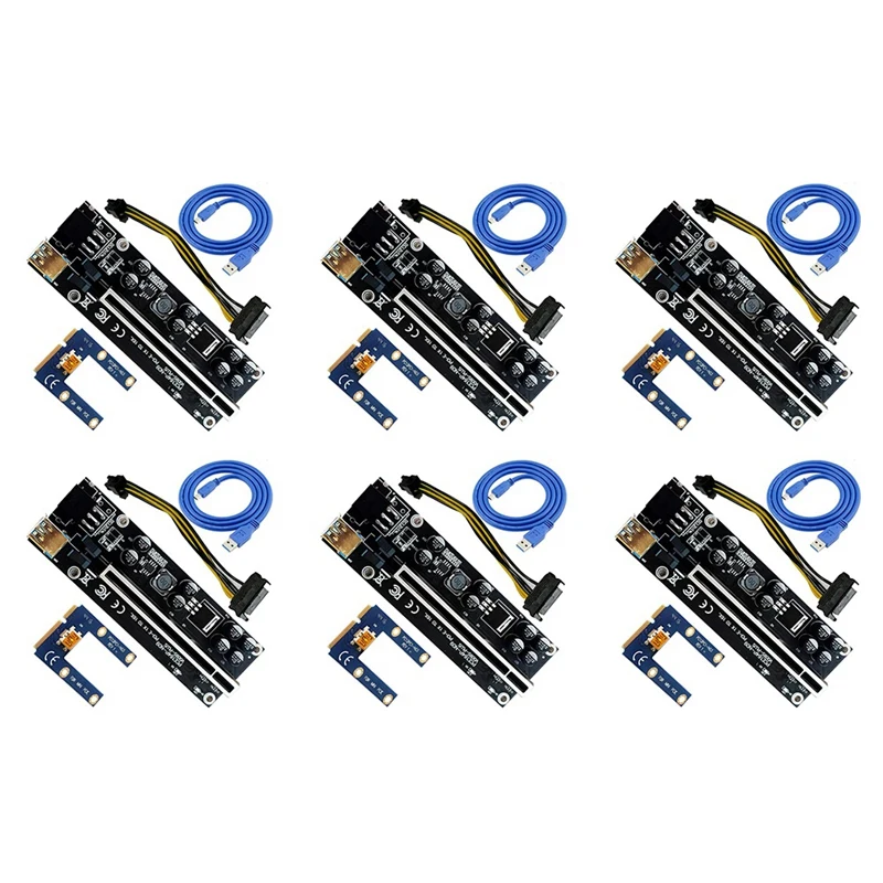 

6PCS Riser Card Graphics Card Connector USB3.0 Extension Cable PCI Express Riser 8 Capacitors