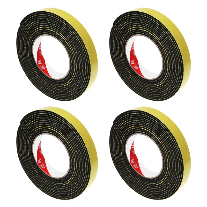 

4Pcs 5M Black Single Sided Self Adhesive Foam Tape Closed Cell 20Mm Wide X 3Mm Thick