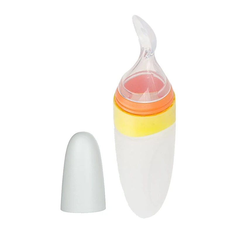 

Children's Squeeze Feeding Spoon Baby Tableware Portable Baby Silicone Feeding Complementary Food Spoon