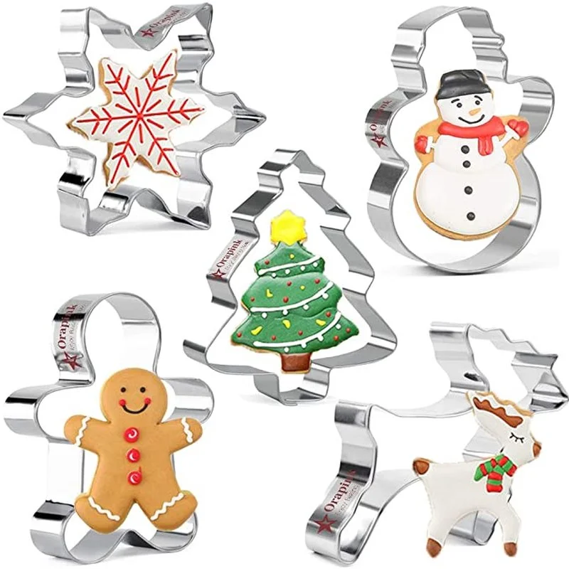 

5 Pcs/set of Christmas Cookie Cutter Gingerbread Christmas Tree Mold Xmas Cake Decor Tool Navidad Gift DIY Baking Cookie Mold