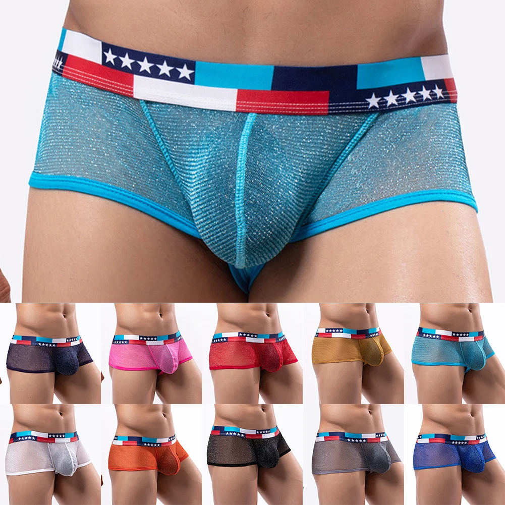 

Сексуальные мужские прозрачные трусы-боксеры, прозрачное Сетчатое нижнее белье, трусы, нижнее белье, боксеры, трусы