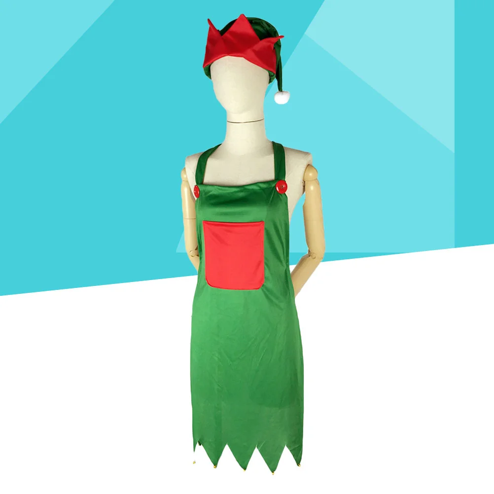 

Apron Christmas Elf Chefcostume Holiday Cooking Aprons Cosplay Kitchen Decorations Party Womens Server Hatdress Merry Shapedhats