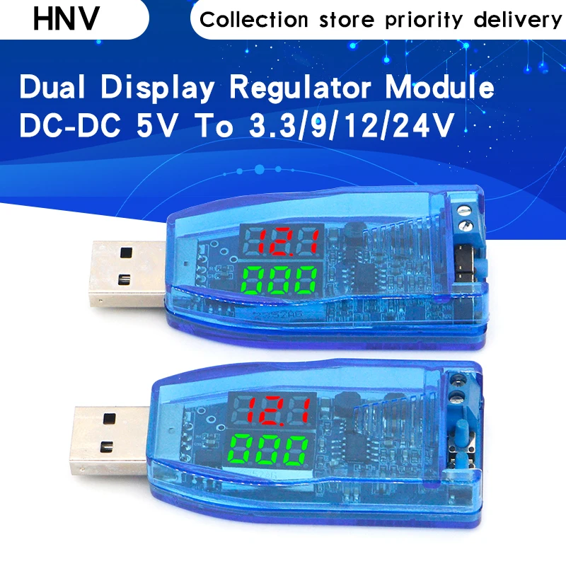 

DC-DC от 5 В до 3,3 В, 9 В, 12 В, 24 В с ЧПУ, USB, с повышением напряжения, модуль регулятора питания, настольный источник питания с двойным дисплеем
