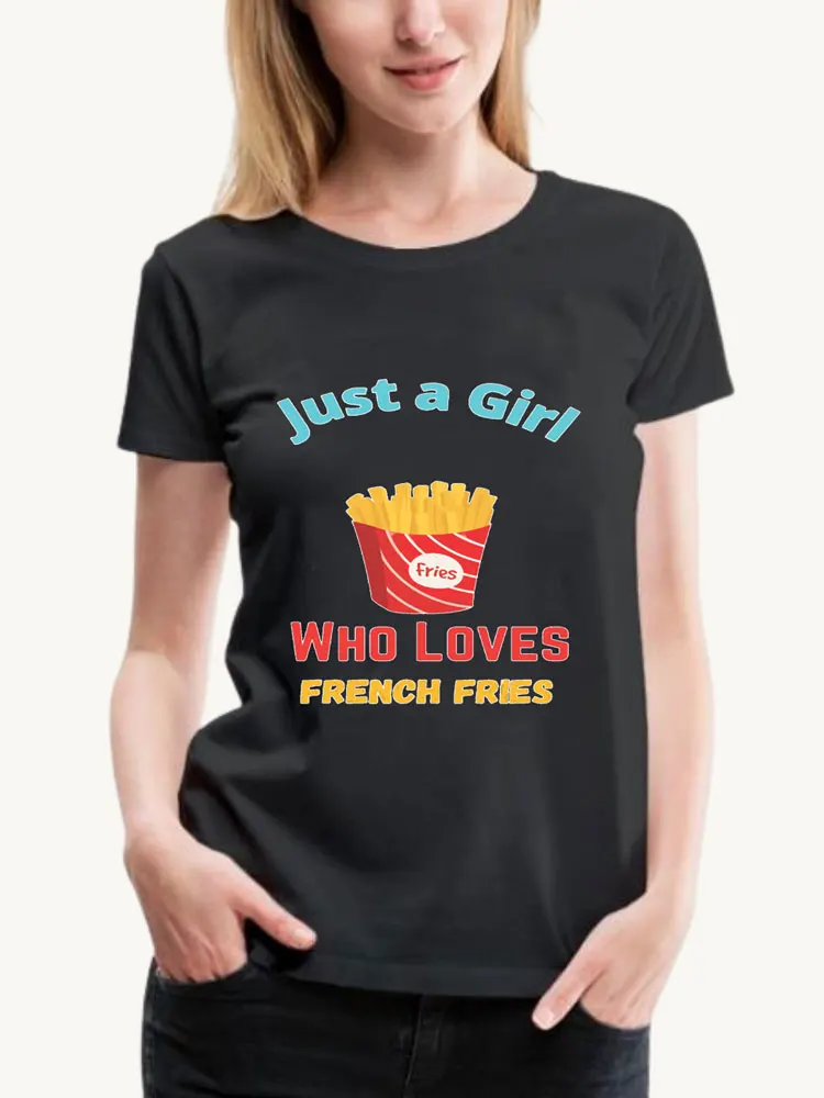 

Vintage Just a Girl Who Loves French Fries Classic Tee Shirt Womens Retro Shirts Short Sleeve Summer Tops for Women 2022
