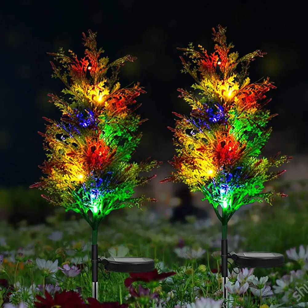 

2pcs Led Solar Lawn Lamp Pine Shape Colorful Outdoor Solar Light Automatic Garden Light For Villa Yard Patio Walkway