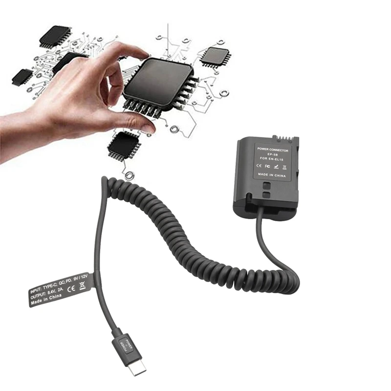 EL15 Фиктивный соединительный аккумулятор Type-C Пружинный кабель для Nikon D500 D600 D750 D780