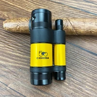 cohiba new metal cigar lighter tobacco lighter 3 torch jet flame refillable with punch smoking tool accessories no gift box