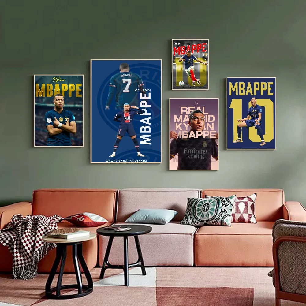 K-Kylian M-Mbappe Классический Винтажный Постер Со Звездами Футбола HD Печать На Белой