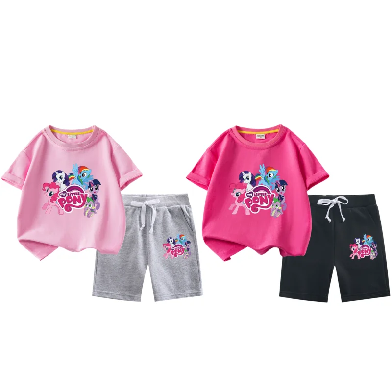 

Детская одежда из мультфильма «Мой Маленький Пони», летняя Детская тонкая летняя одежда для девочек, новая одежда с коротким рукавом