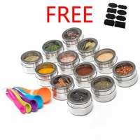 stainless steel spice pot with magnetic storage container pepper seasoning tool seasoning pot set with stickers kitchen supplies