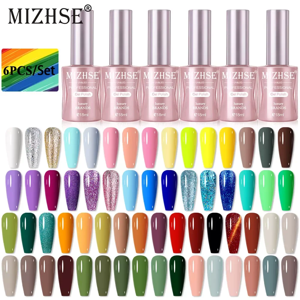 

NEW2023 6pcs Gel Nail Polish Set Enamels Varnish Hybrid Soak Off UV LED Gel Nail Polish Set for Manicure Nail Art With Gift Box
