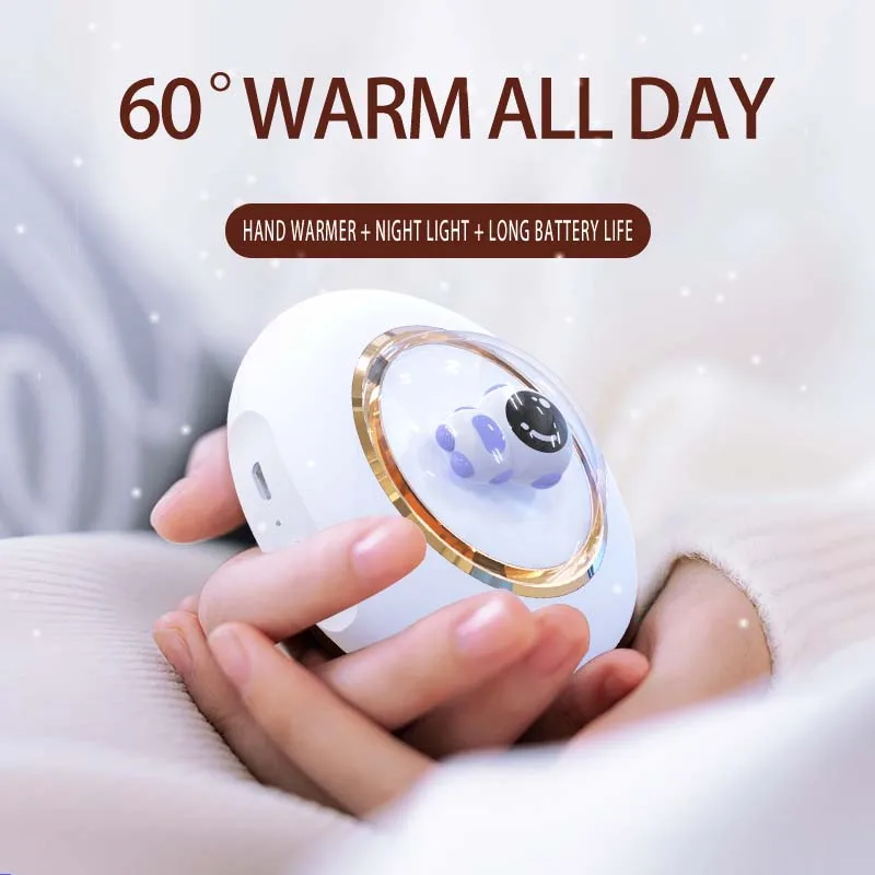 

Astronaut Mini Hand Warmer USB Rechargeable Flying Saucer Hand Warming Treasure Night Light Hand Warmers Winter Portable Heater