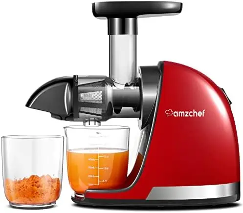 

Juicer Machines, AMZCHEF Slow Cold Press Juicer with Reverse Function, High Juice Yield, Easy Clean with Brush,Recipes for High