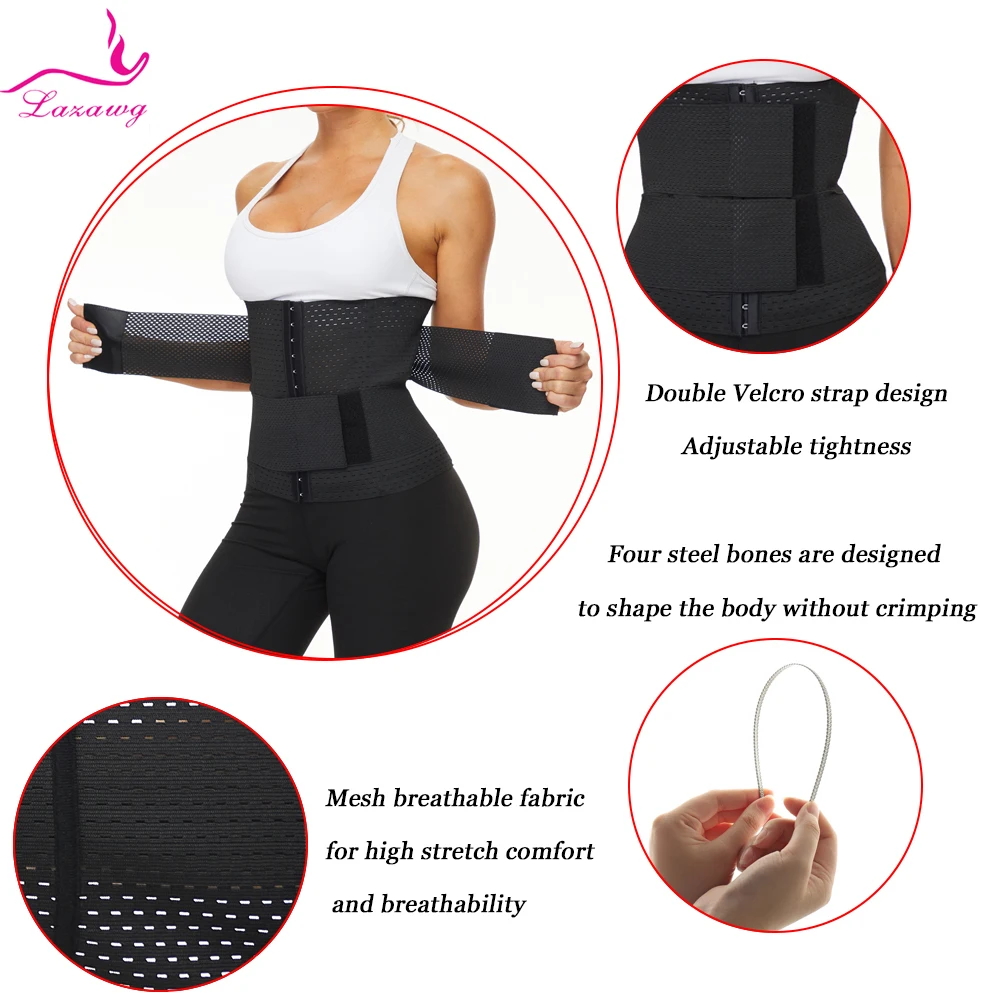 LAZAWG Waist Trainer Belt Wrap Neoprene Sweat Sauna Body Shaper Modeling Belly Strap Women Tummy Slimming Fat Burn Trimmer