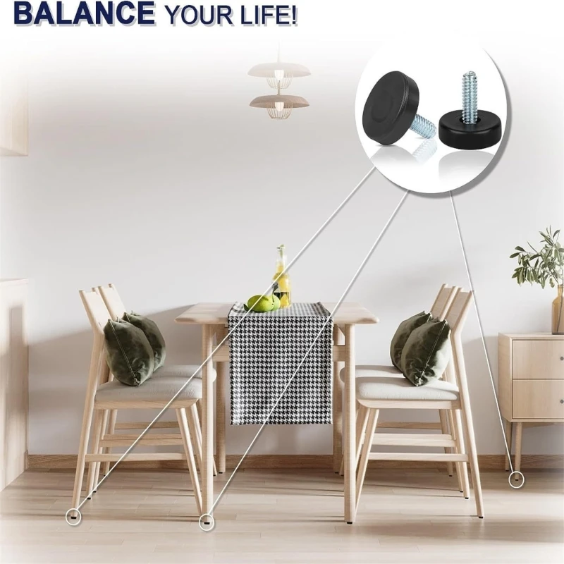 Мебельный балансирующий коврик для ног с резьбой и четырехугольной гайкой