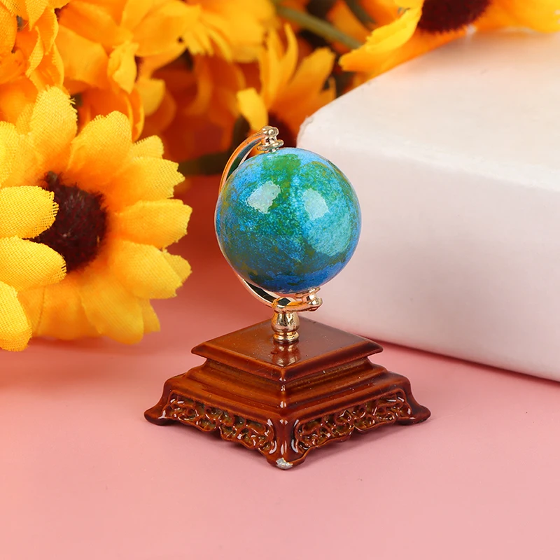 1PC Mini Metal 1:12 Scale Vintage Blue World Globe Miniature Dollhouse Furniture Livingroom Reading Room Decoration Accessories - купить по