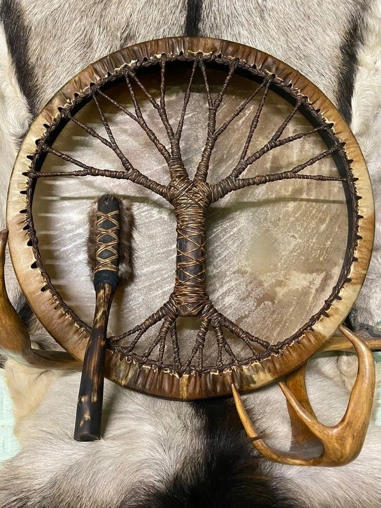 

Shaman Drum Tree of Life Siberian Drum Spirit Music Handmade Craft Ornament Easter Gifts Home Wall Decor Garden Resin Decoration