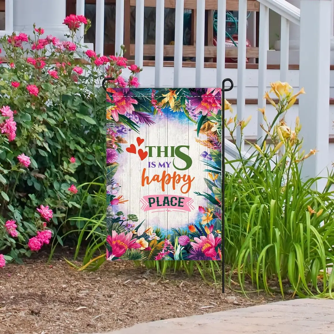 This Is My Happy Place Garden Flag - Красивый садовый флаг Позитивный Поризонный полевой цветок