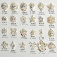 nail art elegant flowers zircon pearls jewelry rhinestones with gold alloy for nail tips decorations