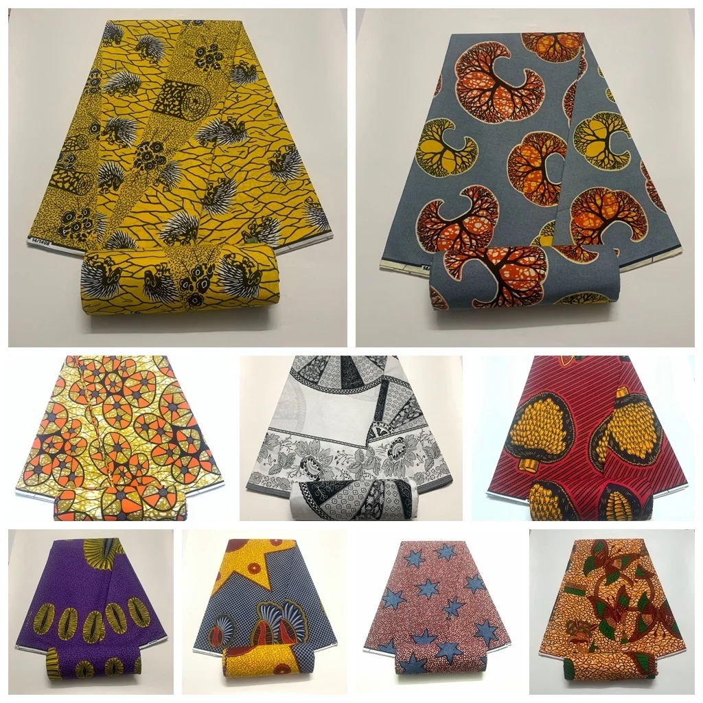 

Ткань из Анкары, Африканский настоящий восковой принт, хлопок 100%, новый дизайн, 2022 ткань, ткань для пэчворка для платья, 6 ярдов, распродажа сейчас