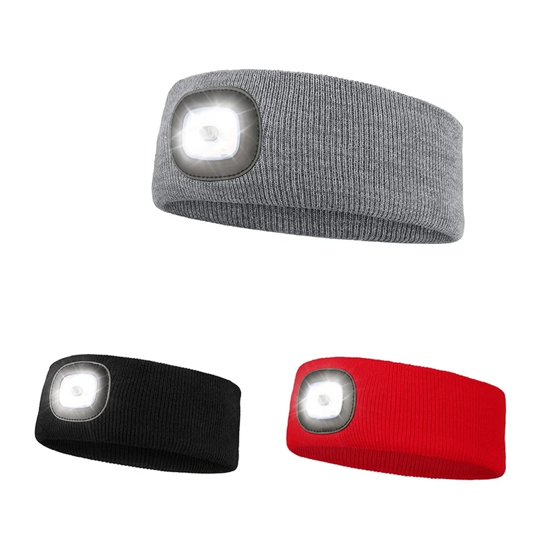 

Спортивная Повязка На Голову светодиодный светильник кой, перезаряжаемая через USB головсветильник лампа для наружной видимости, 4 режима ос...