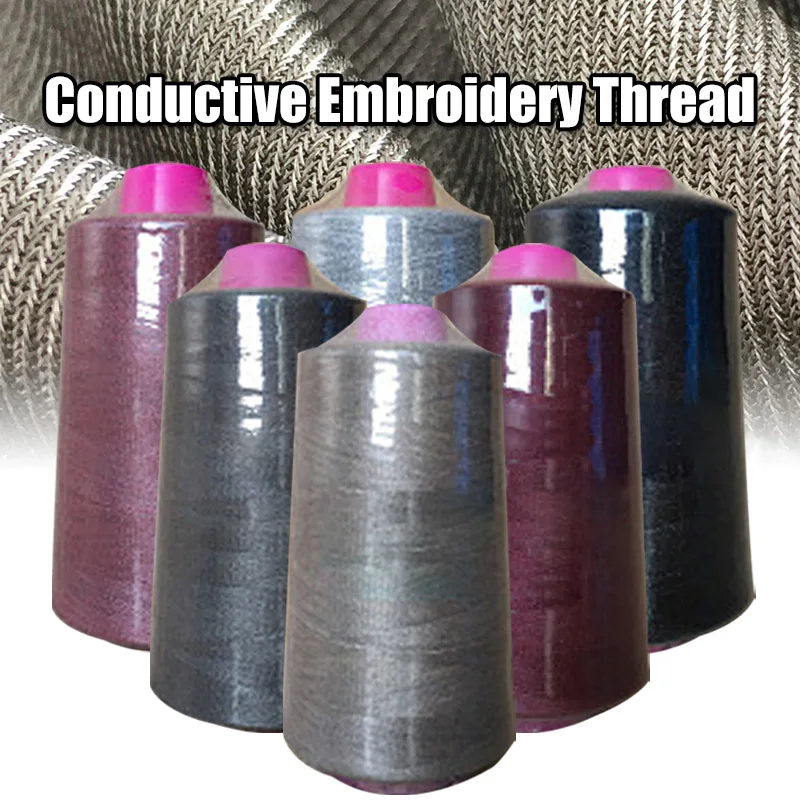 1 Roll Conductive Embroidery Thread Touch Screen Glove Fingertip Antistatic Computer Embroidery Yarn 32S/2 Sewing Thread