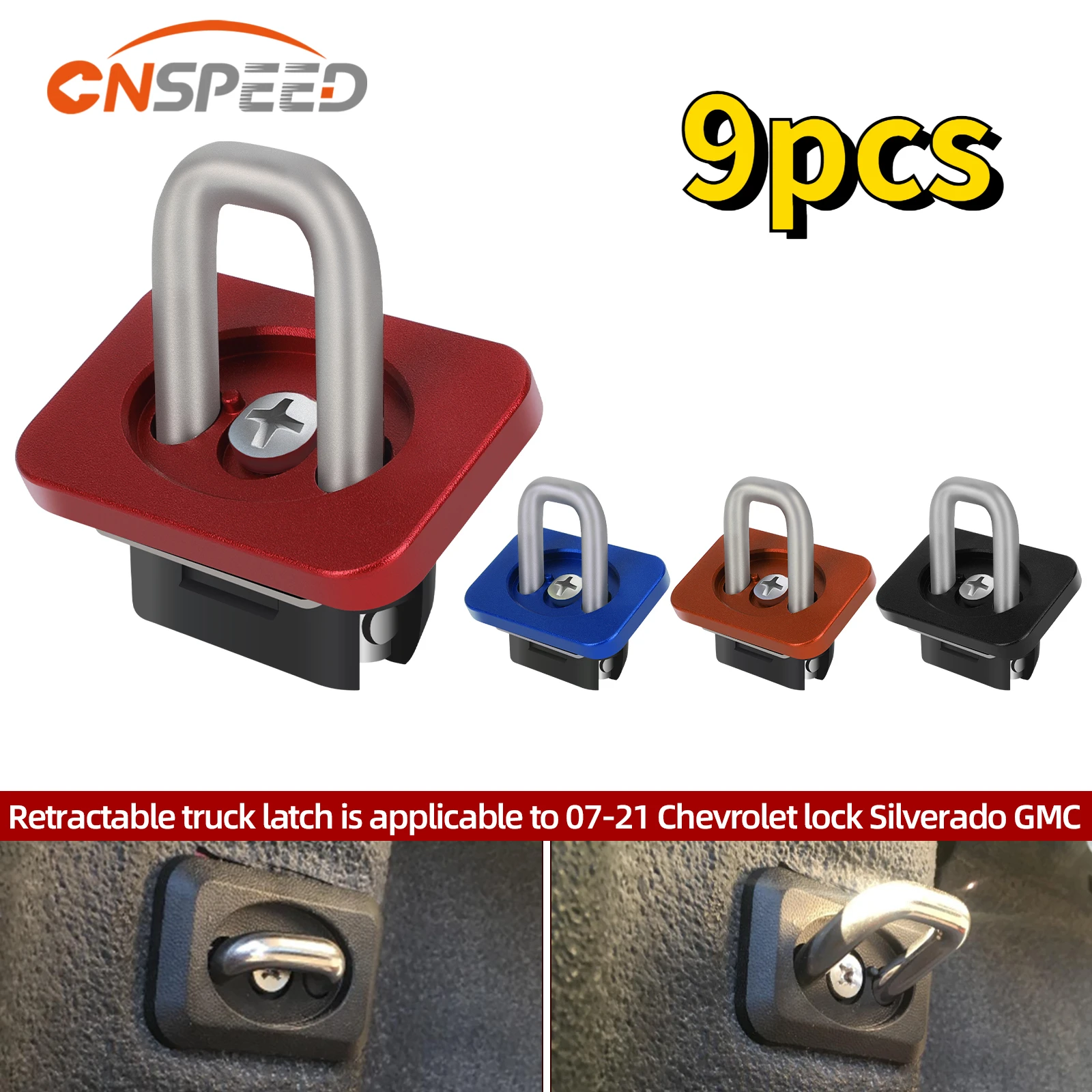 

CNSPEED 9PCS Car Tie Down Anchor for Chevy Silverado Colorado Pickup Truck Bed Side Wall Clip for GMC Sierra Canyon