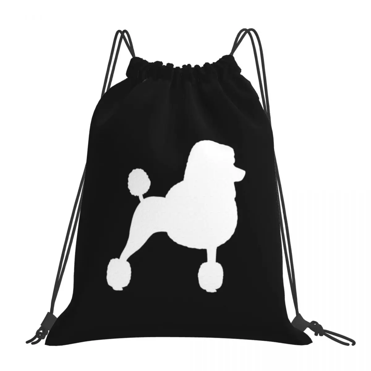 

Standard Poodle Silhouette With Fancy Haircut Backpacks Portable Drawstring Bags Drawstring Bundle Pocket Sports Bag Book Bags