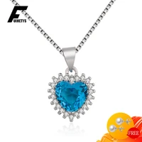 romantic women necklace 925 silver jewelry heart shape sapphire zircon gemstones pendant for wedding engagement gift accessories