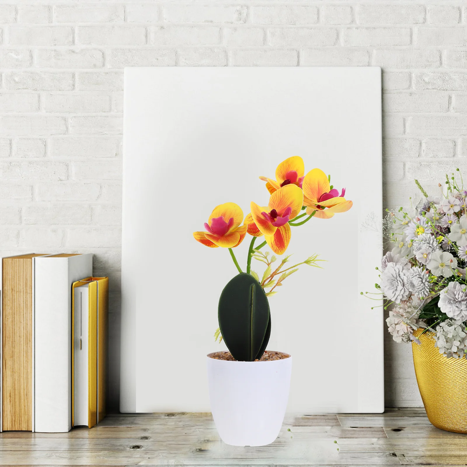 

3pcs Artificial Potted Fake Potted Flower Faux Potted Bonsai Decoration Fake Decor