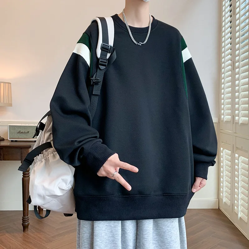 

M-3XL Mens Sweatshirts Spring Autumn Male Hoodies Long Sleeve O-neck Solid Loose Casual Fashion Breathable Top Clothes Hw71