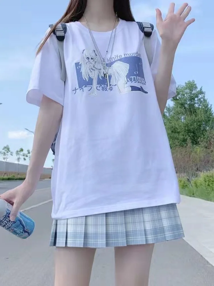 Deeptown Women's Anime Graphic T-shirt Japanese Kawaii Print T Shirt Cute Girl Harajuku Short Sleeve Tee Shirt Female Summer Top