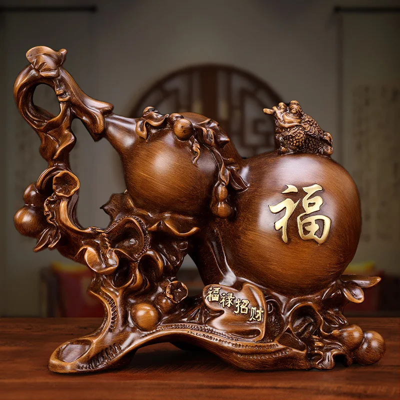 

Large Lucky Gourd Decoration Home Accessories Living Room Wine Cabinet Resin Ornaments Crafts Chinese Porch Bogu Shelf Decore