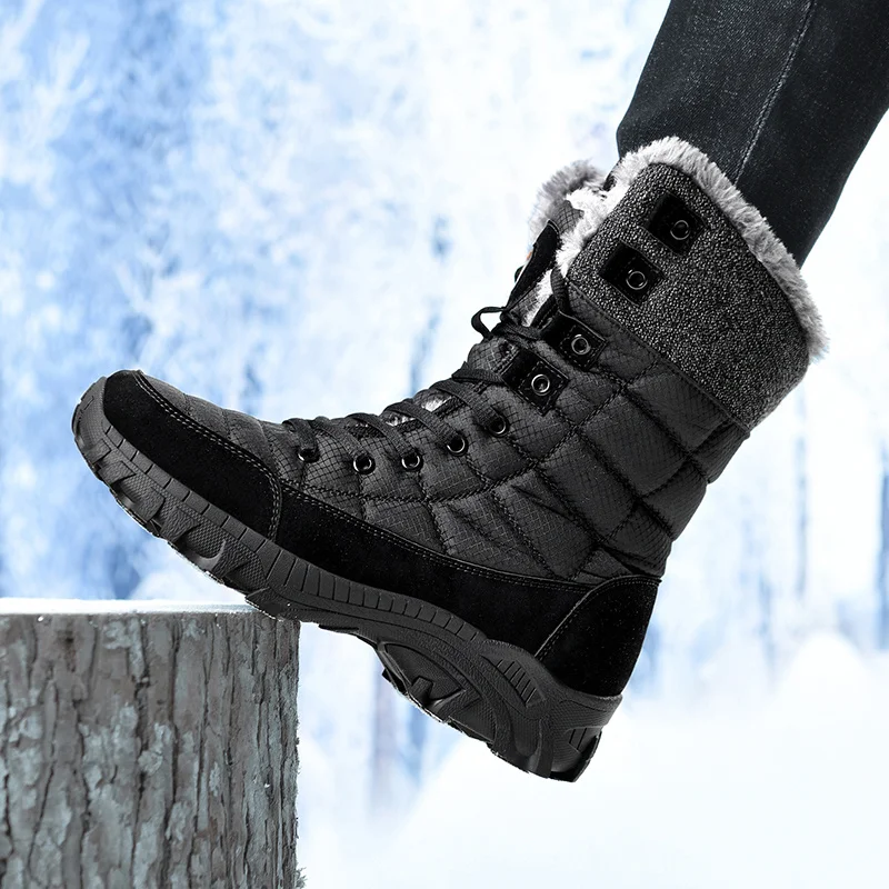 Xiaomi SALUDAS Men Winter Snow Boots Waterproof Warm Men Hiking Boots Leather High Top Big Size Men Boots Outdoor Sneakers Male