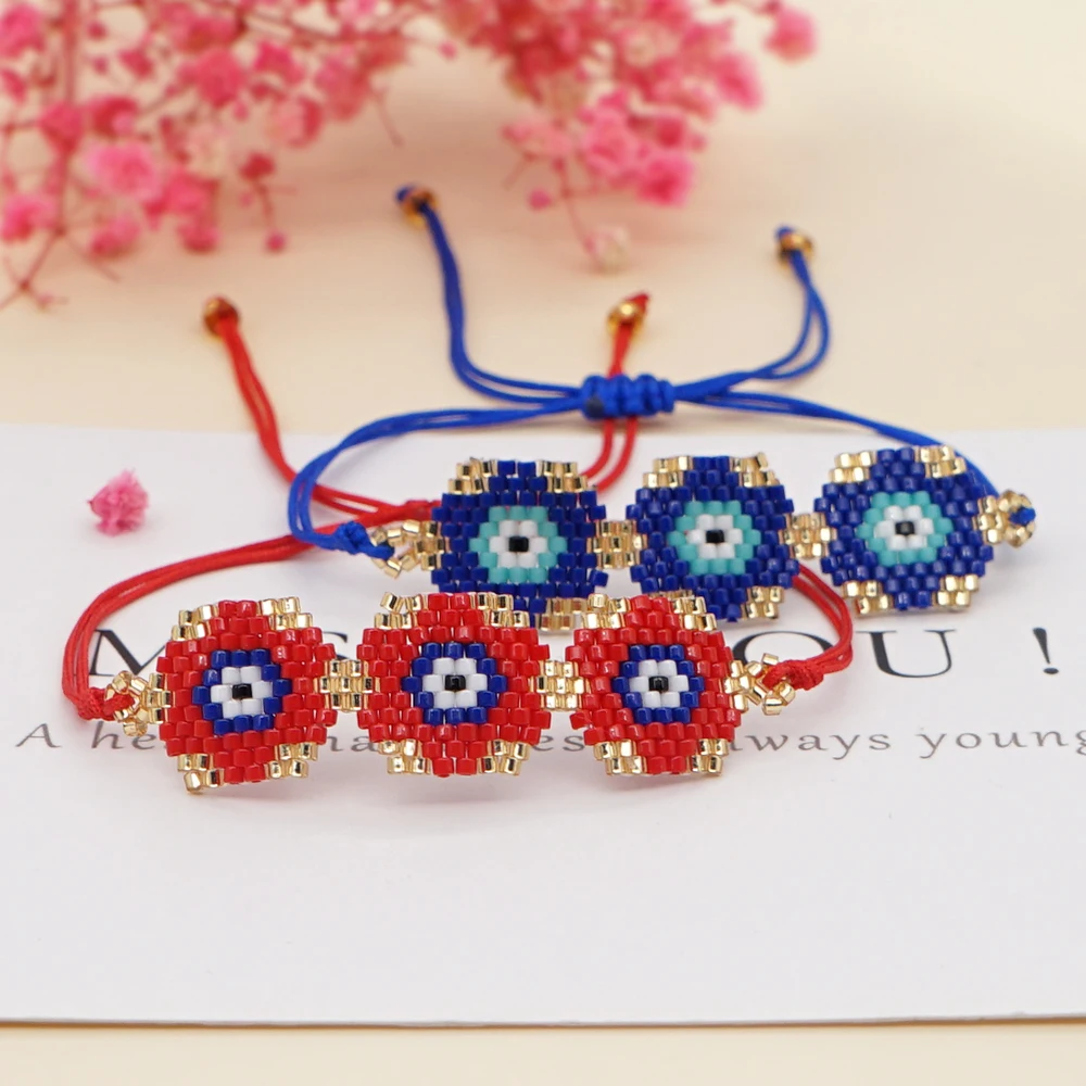 

YASTYT мелкий Бисер Бохо Bead турецкий глаз браслет ювелирные изделия ручной работы браслеты из бисера тонкие регулируемые браслеты