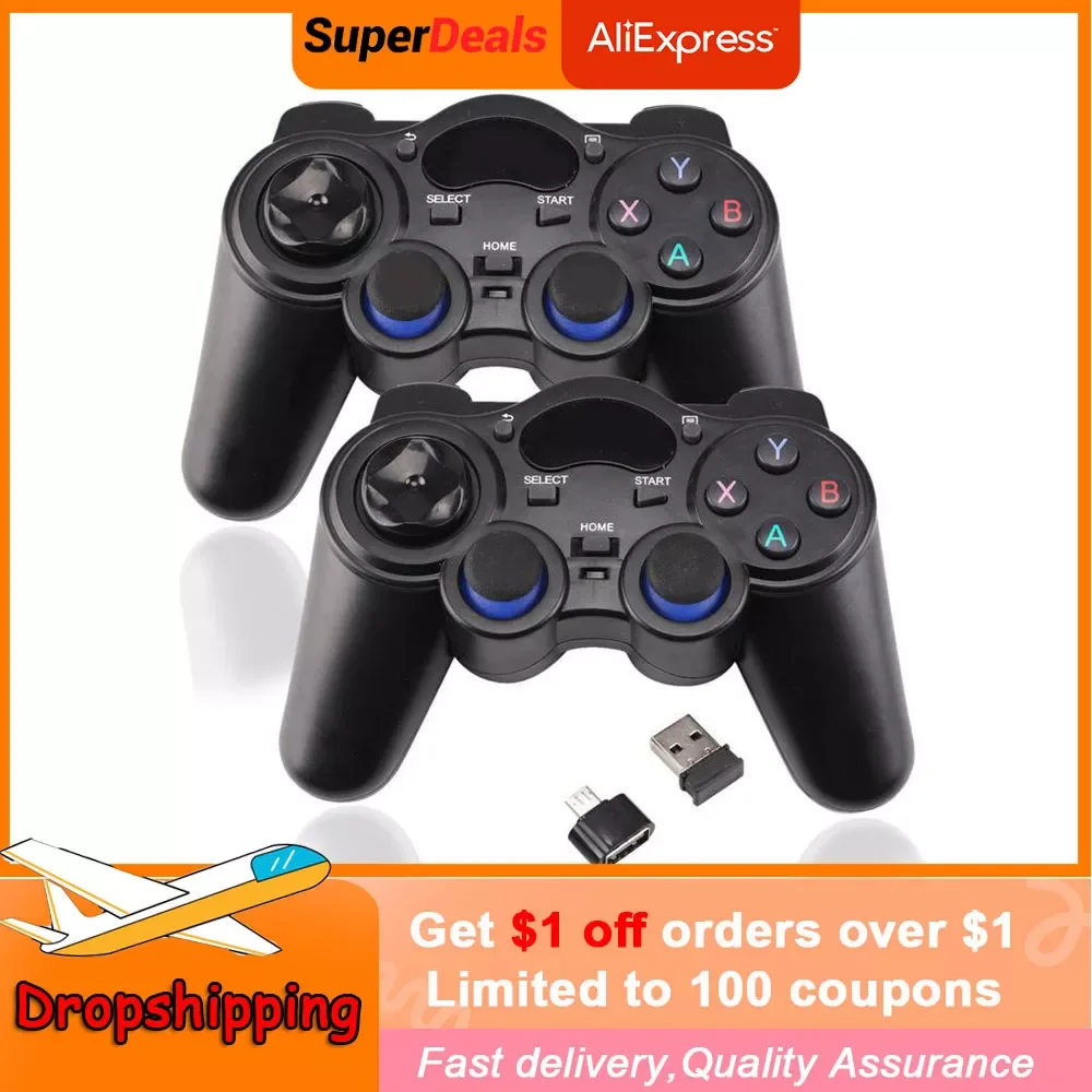 

2 Pcs Game Remote Controller With Otg Adapter For Android 2.4g Wireless Gamepad Pc For Ps3 Android Tv Box Joystick Joypad