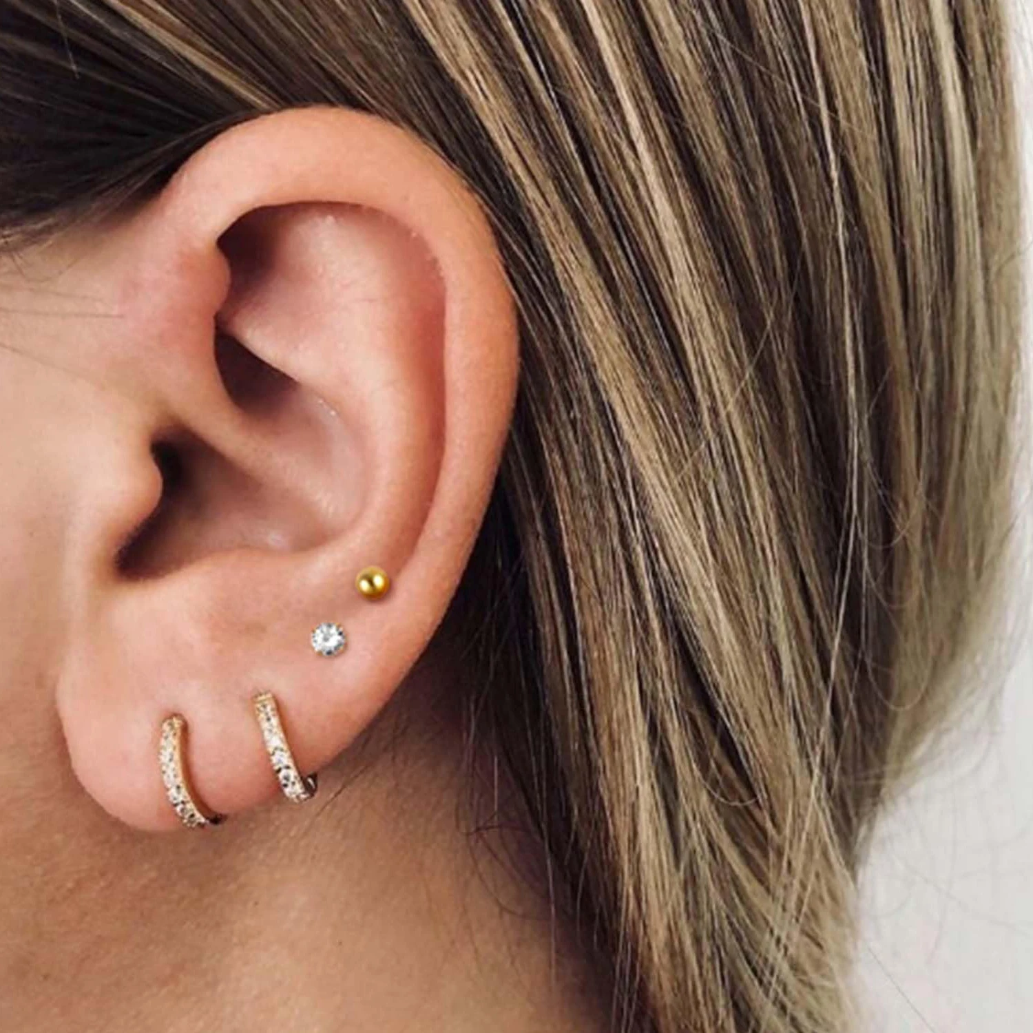 1/9 пар простых маленьких серег-гвоздиков с несколькими пирсингами крошечные