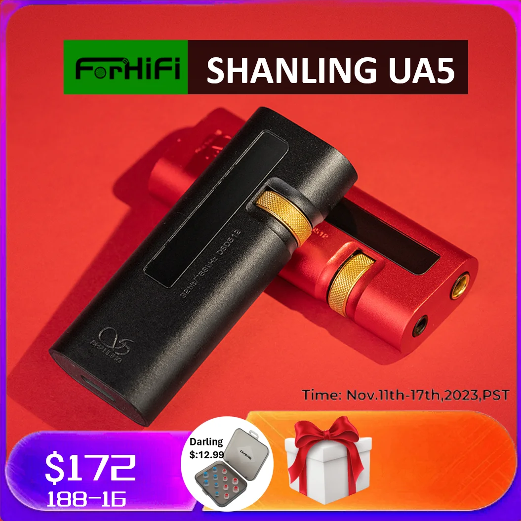 

SHANLING UA5 Portable USB DAC AMP Dual ES9038Q2M PCM 768khz DSD512 Type-c to 3.5/4.4mm Decoder Headphone Amplifier