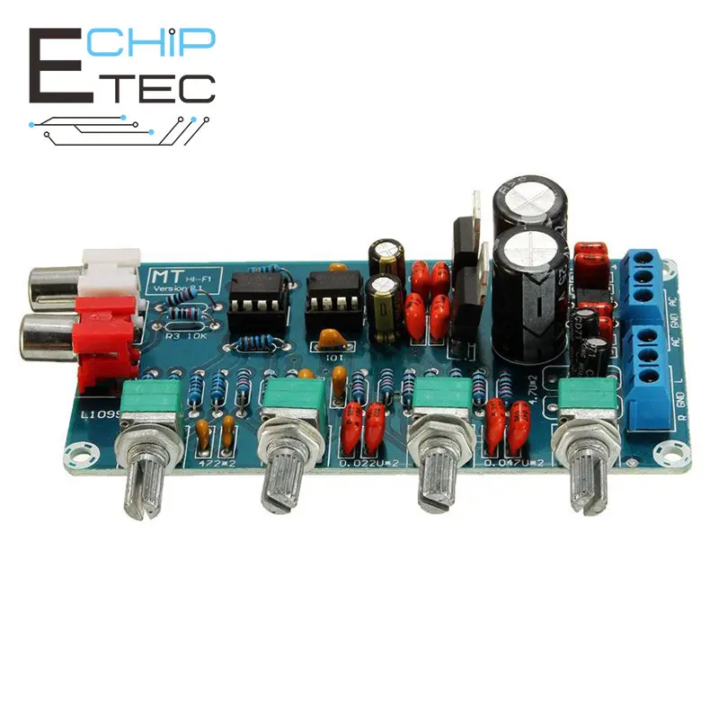 

FS 1PCS XH-M164 NE5532 Stereo Pre-amp Preamplifier Tone Board Audio 4 Channel Amplifier Module Control Circuit Telephone Preamp